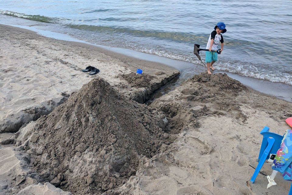 My son, Noah, building a pyramid at Allenwood Beach in Wasaga. Photo courtesy Shawn Silva