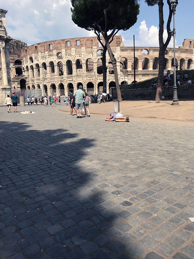Visited Italy for the first time. Was very tired from working late reliefs so naps were required .At the Rome Coliseum. Photos courtesy Steve Whalen