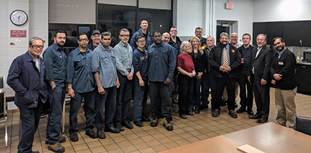 M&P employees recently recognized Parts Technician Debbie Content for attaining 30 years of service with the TTC. Location: Materials and Procurement Department. Congratulated by: Acting Head Mike Piemontese and friends and co-workers.