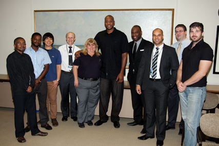 Toronto Raptor Jamaal Magloire visits TTC Head Office.