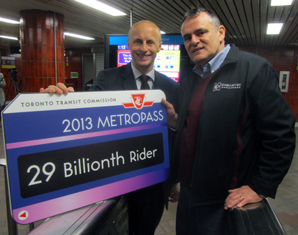 CEO Andy Byford and honourary 29 billionth rider Robert Kinsey.