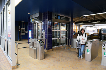 New elevator at Lawrence West Station.