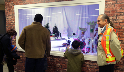Special holiday display window at Bloor Yonge Station.