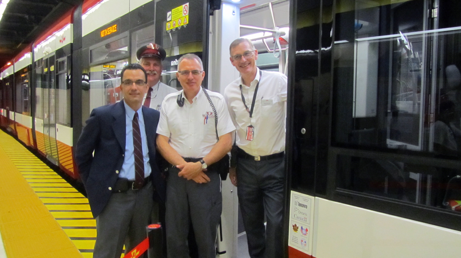 TTC Operations crews pose with new streetcar.