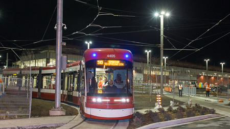 First revenue streetcar out of new Leslie Barns.