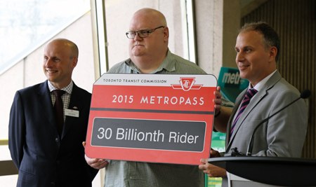 TTC carries 30 billionth rider in summer 2015.