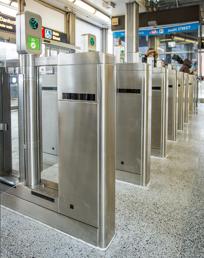 Main Street first station equipped with new fare gates.