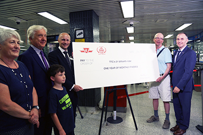 31 billionth rider presentation on June 26, 2017 at Osgoode Station.