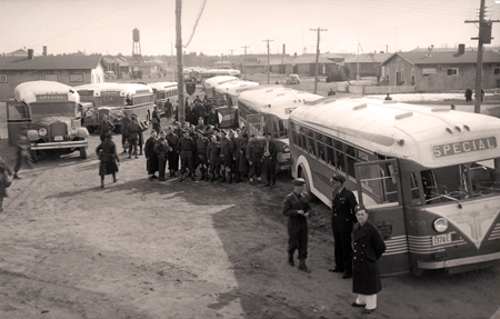 Gray Coach Lines at Camp Borden, 1941.