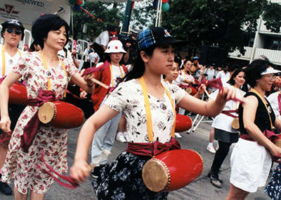 CLRV and Peter Witt streetcars on inaugural day of 510 Spadina, July 27, 1997.