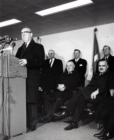 Prime Minister Lester B. Pearson at Yonge Station on February 25, 1966.